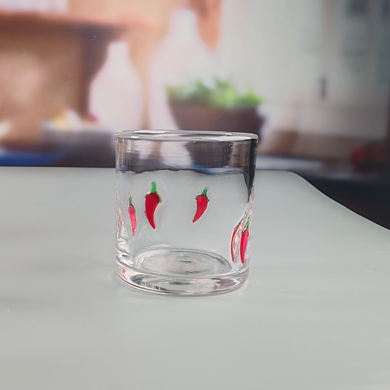 kualitas 14oz Chili Decorative DOF Glass Heart Shape Water Tumbler Glasses Mexico Rock Glass Cup for Wedding Party Gift pabrik