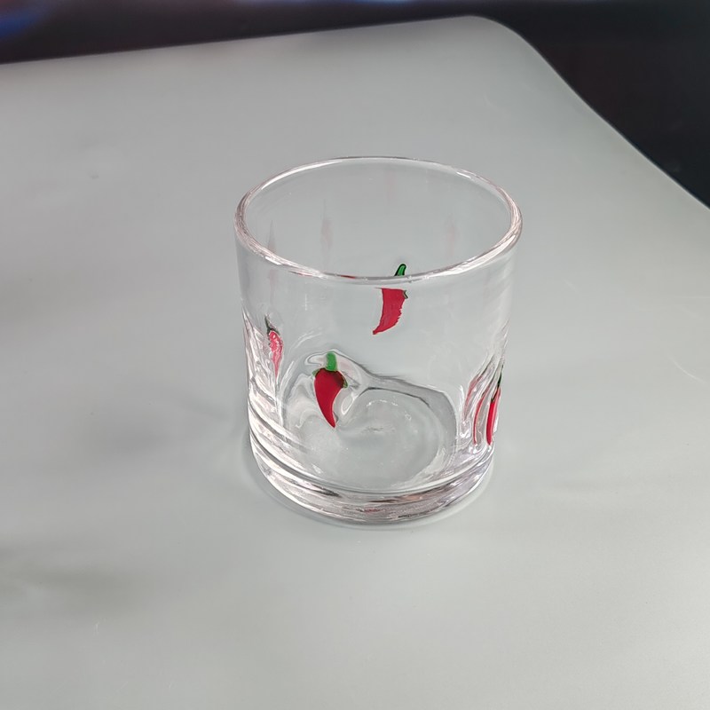kualitas 14oz Chili Decorative DOF Glass Heart Shape Water Tumbler Glasses Mexico Rock Glass Cup for Wedding Party Gift pabrik