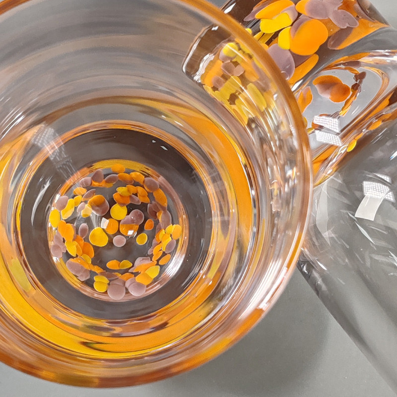 kualitas Confetti Decorative DOF Glass Handmade Crystal Tumbler Water Glasses Mexico Rock Glass Cup for Wedding Party Gift pabrik