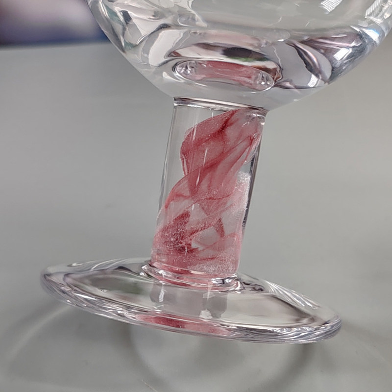 kualitas Mexican Confetti Design Elegant Water Goblets Luxury Hand Blown Confetti Cocktails Glass Cup Romantic Short Stem Wine Glasses pabrik