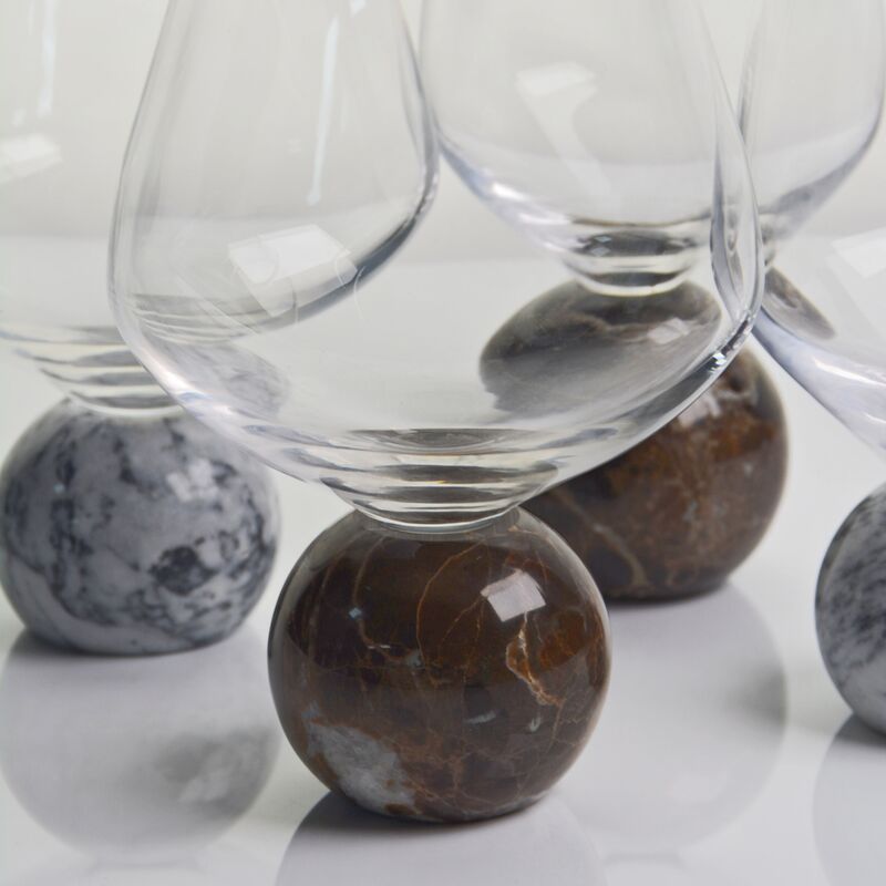 kualitas Marble Sphere Base Crystal Wine Glass Set Handblown Ultra Clear Crystal with Natural Stone Elegance Ideal for Daily and Special Gatherings pabrik