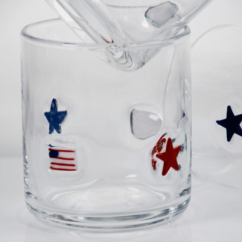 kualitas Gelas Wiski Desain Patriotik Tiup Tangan dengan Kapasitas 400ml - Gelas Tumbler Bening untuk Wiski dan Koktail pabrik