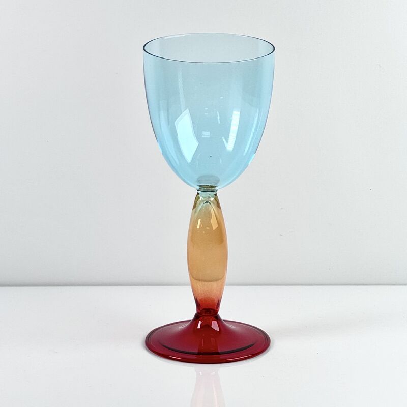 Kualitas Hand-Blown Gradient Color Borosilicate Wine Glasses, Multi-Color Artistic Stem Goblets for Wine, Cocktail, Home Bar & Party Decor pabrik