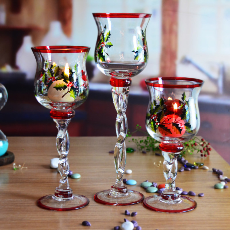kualitas Glass Candle Holders For Christmas pabrik