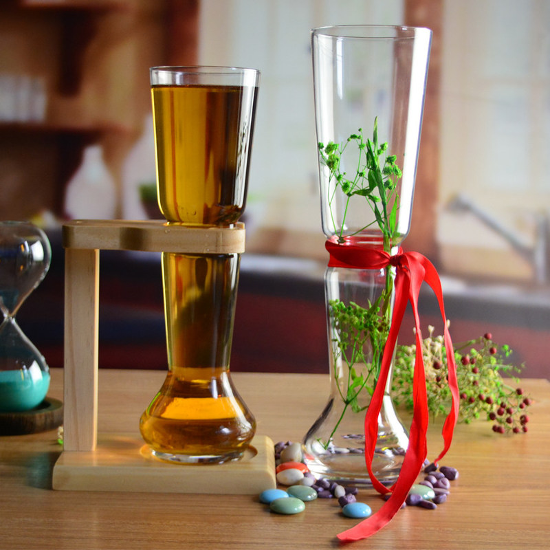 kualitas Craft Beer Glasses With Wooden Stand pabrik