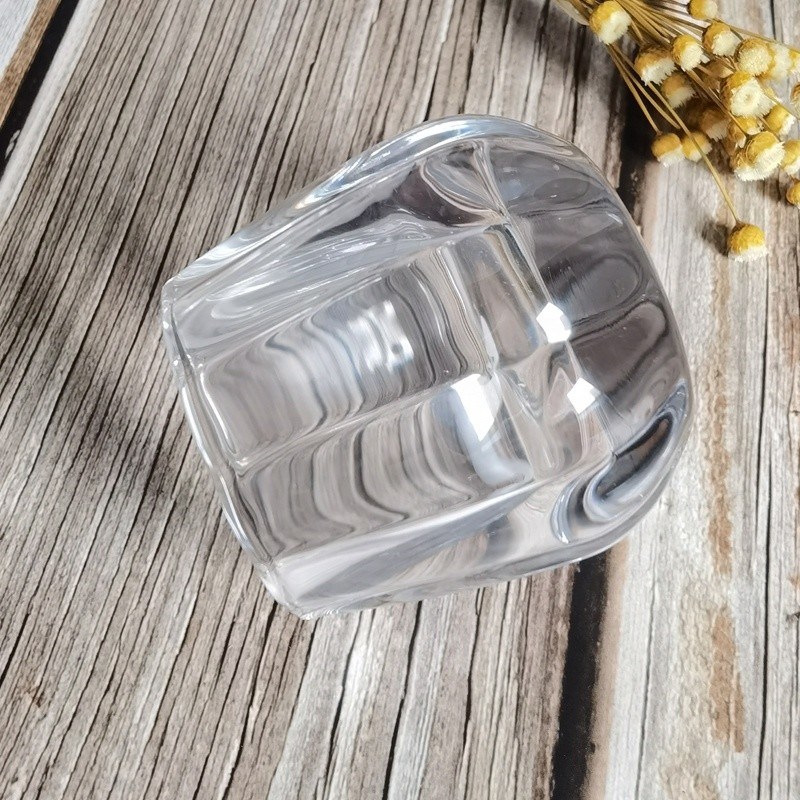 kualitas Pumpkin Shaped Embossed Glass Candle Holders For Tealight pabrik