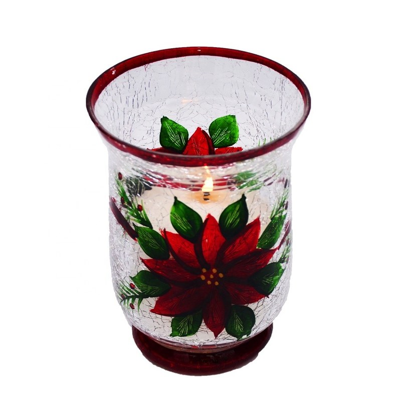 kualitas Ice Crack Classic American Glass Hurricane Candle Holder pabrik