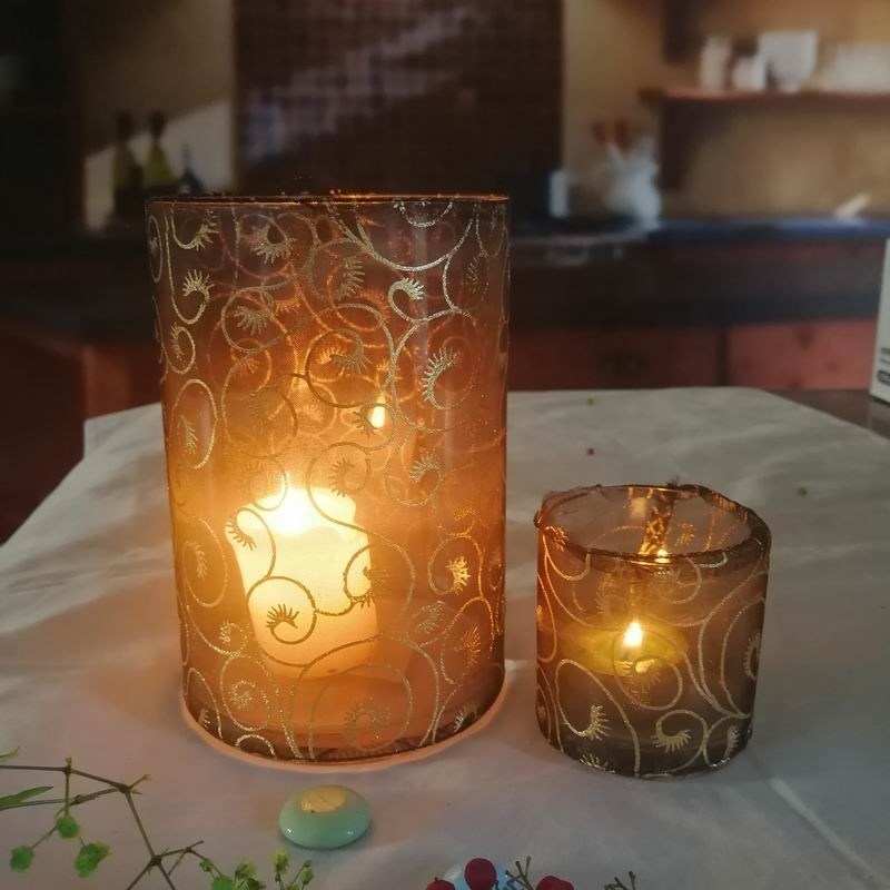 kualitas Decorative Handmade Silk Sleeve Coat Cylinder Candle Holders pabrik