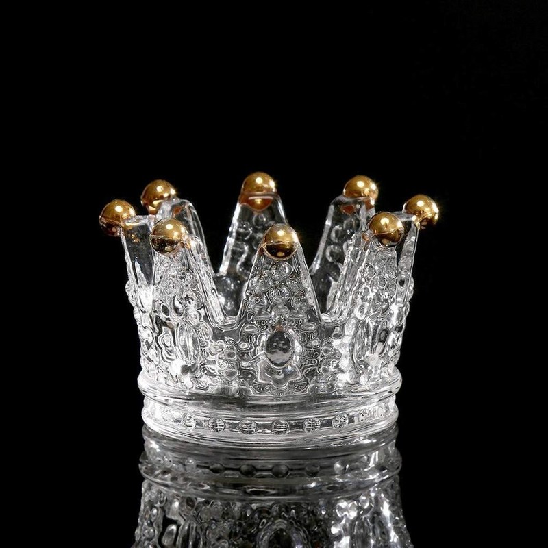 kualitas Classic Crown Clear Glass Candle Holders pabrik