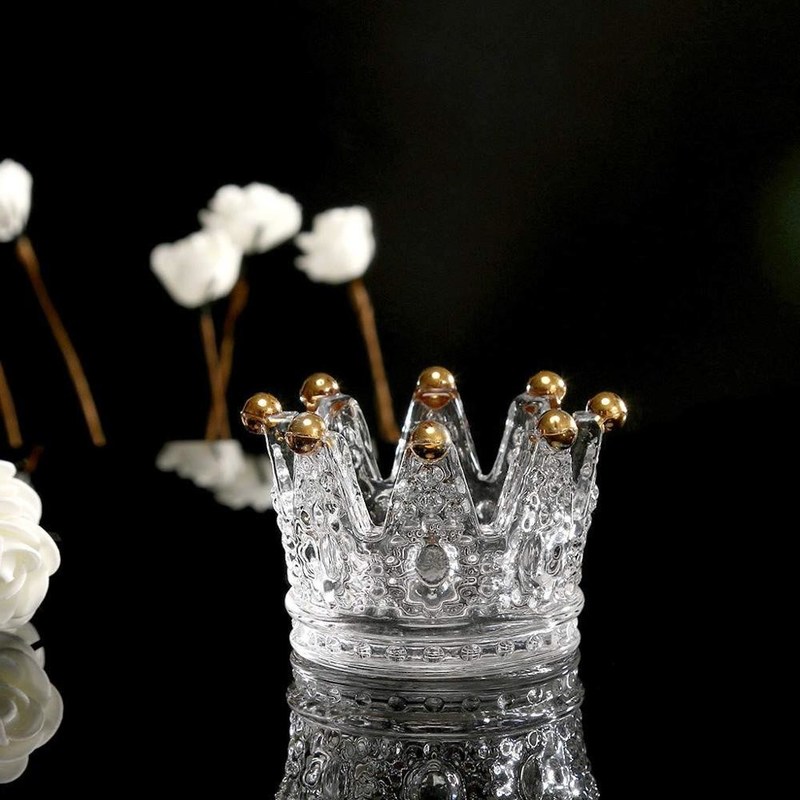 kualitas Classic Crown Clear Glass Candle Holders pabrik