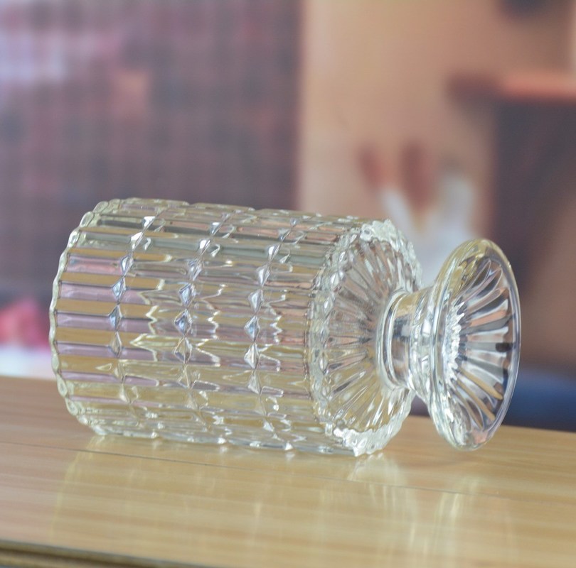 kualitas Heavy Duty Foot Pillar Glass Candle Holders , Clear Glass Candle Holders As Flower Vase pabrik