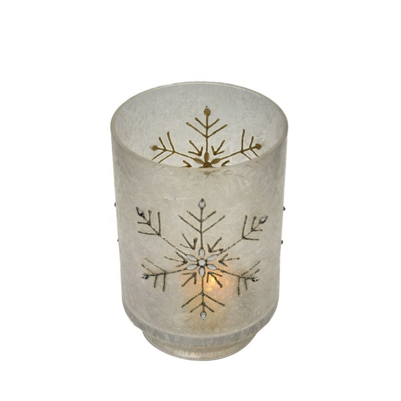 kualitas Snow Flake Glass Candle Holders pabrik