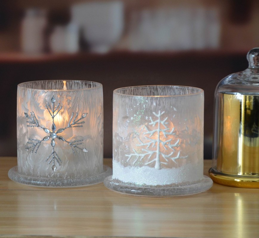 kualitas Frost Glass Candle Holders , Glass Cylinder Candle Holders For Holiday Decoration pabrik
