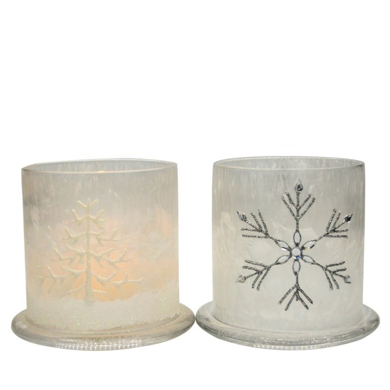 kualitas Frost Glass Candle Holders , Glass Cylinder Candle Holders For Holiday Decoration pabrik