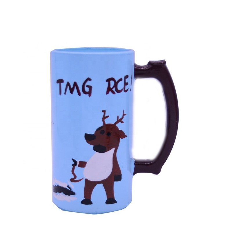 kualitas Color Decorated Steins Customize Handpainted Glass Beer Mug pabrik