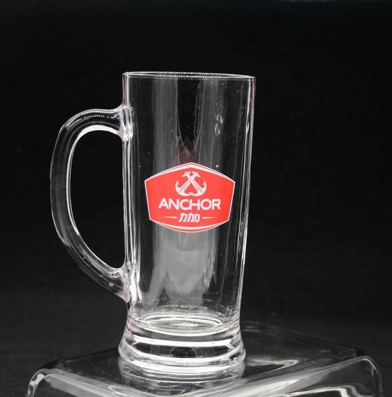 kualitas Promotion Branded 21 Oz Beer Glass Stein With Color Decal pabrik