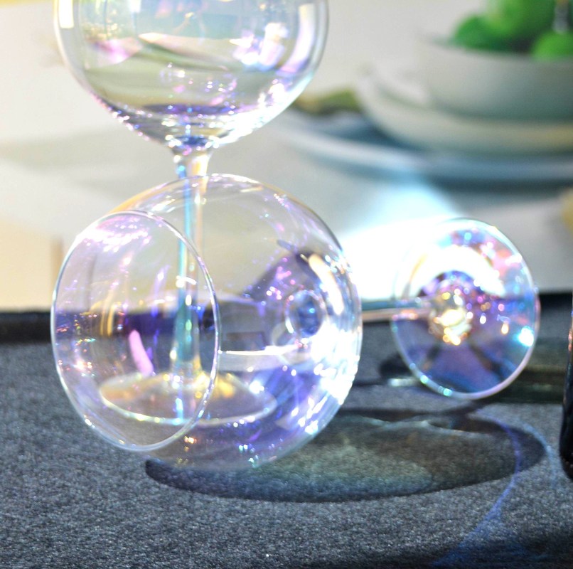 kualitas Giant Rainbow Color Balloon Shape 23 Oz Crystal Wine Glasses pabrik