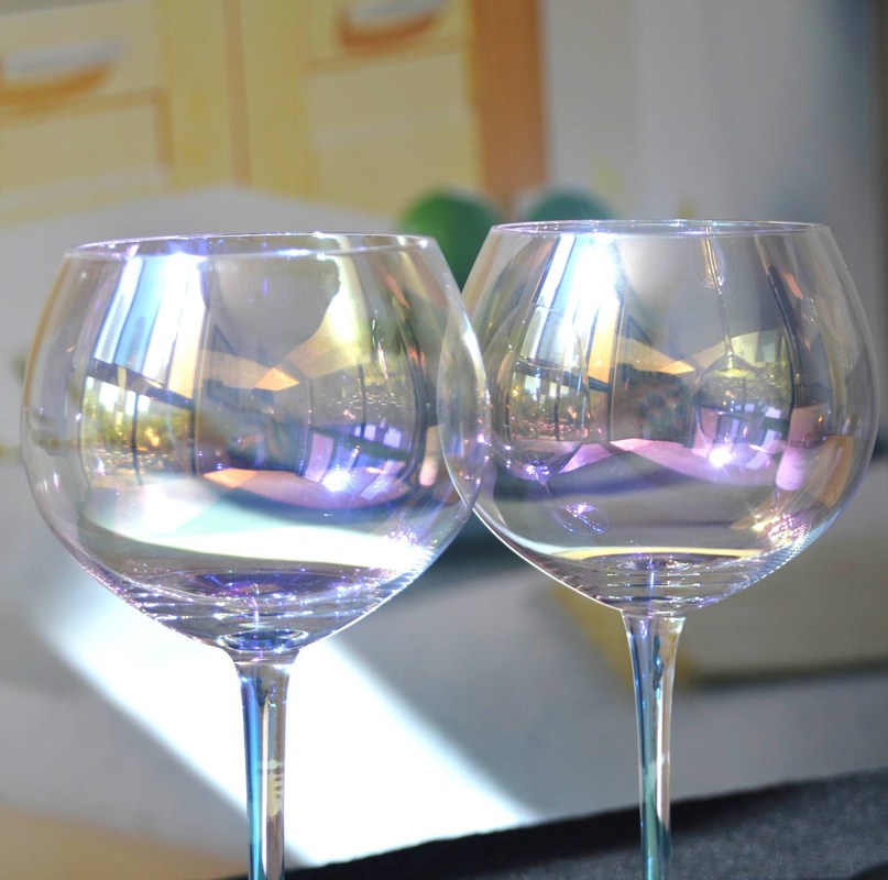 kualitas Giant Rainbow Color Balloon Shape 23 Oz Crystal Wine Glasses pabrik