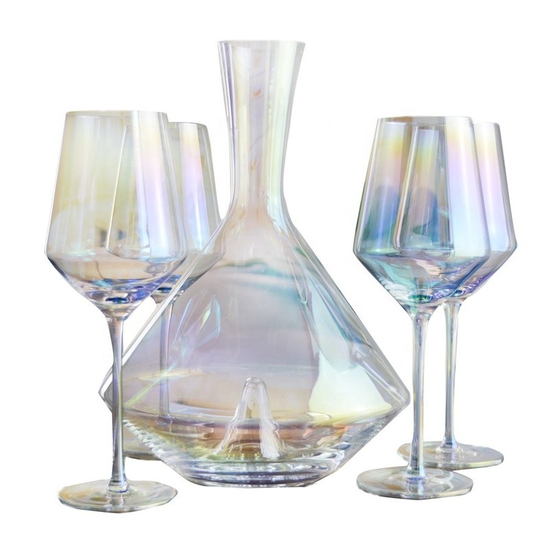 kualitas Hand Blown Crystal Wine Glass Set pabrik