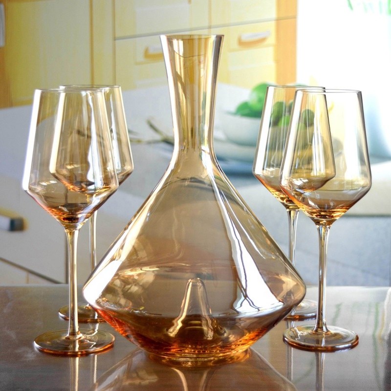 kualitas Hand Blown Crystal Wine Glass Set pabrik