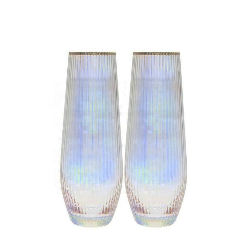 kualitas Ion Plated Rainbowl 16 Oz Stemless Wine Glass , Antique Crystal Wine Glasses pabrik