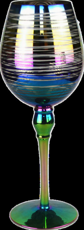 kualitas Laser Circles Pattern Iridescent Crystal Wine Glass With Pearl Stem pabrik