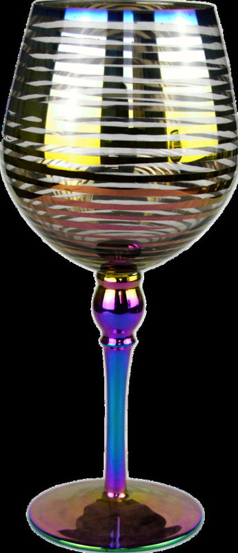 kualitas Laser Circles Pattern Iridescent Crystal Wine Glass With Pearl Stem pabrik