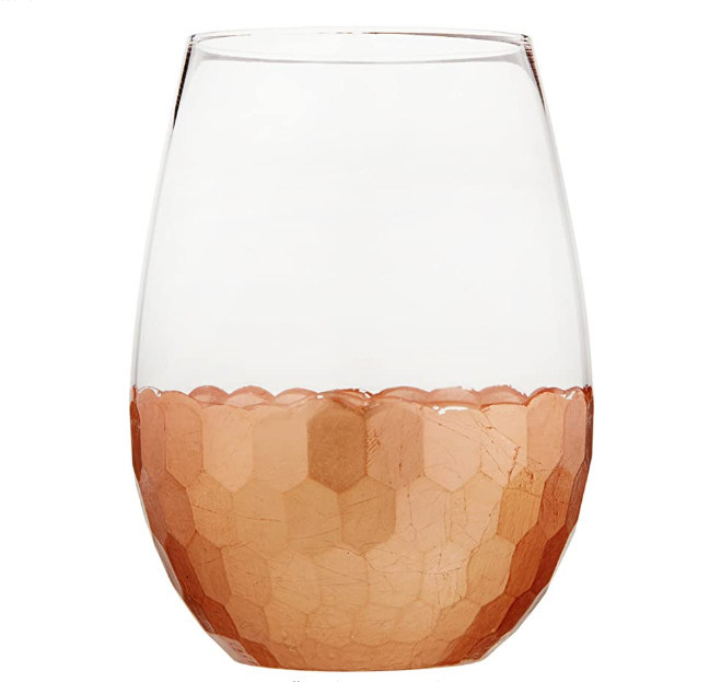 kualitas 450ml Gold Cutted Honeycomb Stemless Crystal Wine Glass pabrik