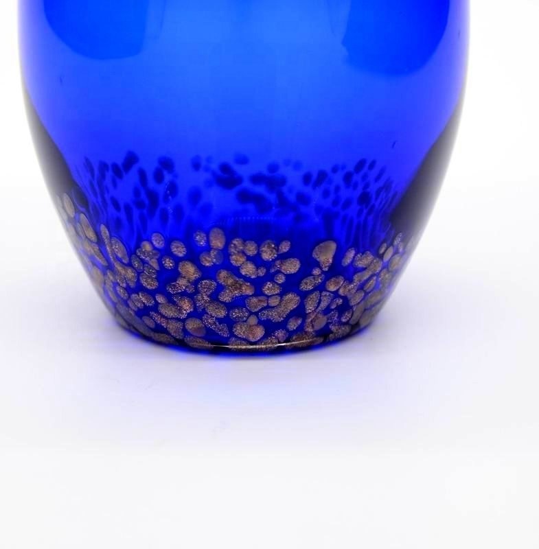 kualitas Handblowned Blue Rock Golden Dots Crystal Wine Glass pabrik