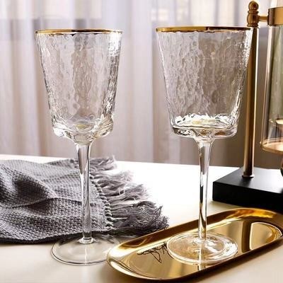 kualitas Hammer Texture Crystal Wine Glass In Triangle Shape pabrik