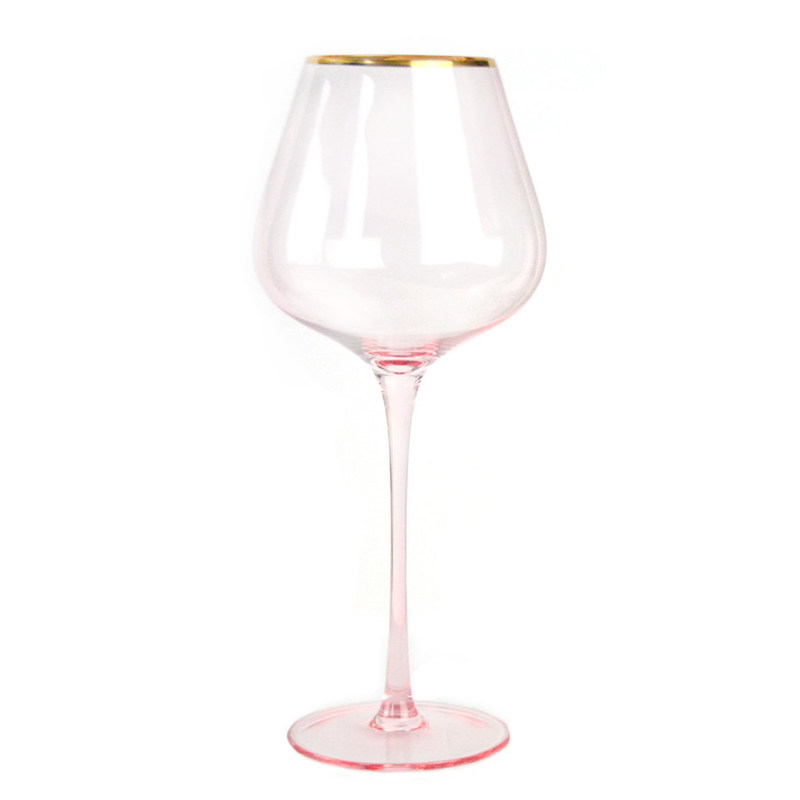 kualitas Gold Rim Pink Crystal Wine Glass For Holiday Party pabrik