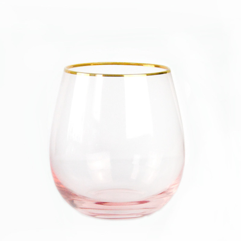kualitas Gold Rim Pink Crystal Wine Glass For Holiday Party pabrik