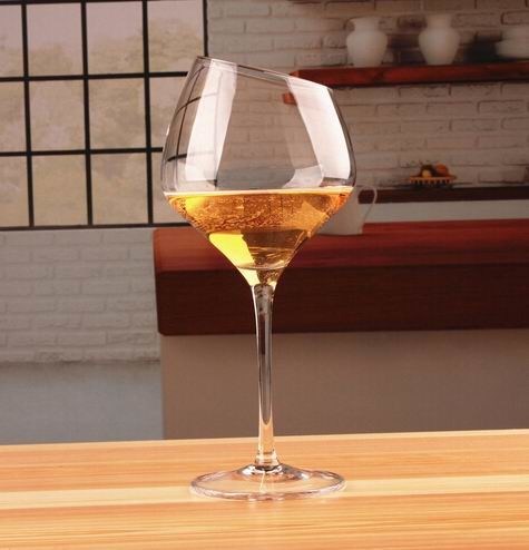 kualitas Customized Slanted Top Edge 450ml Fine Crystal Glasses pabrik