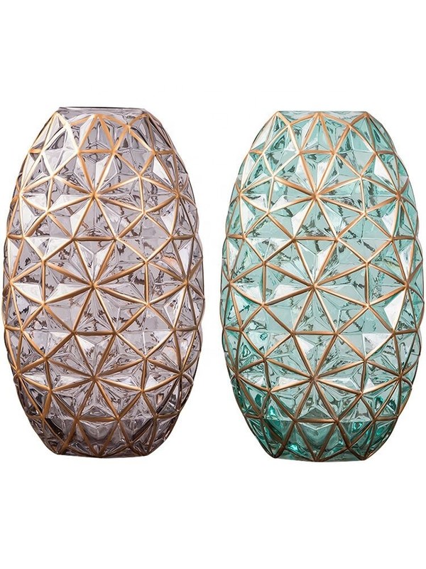 kualitas Creative Handpainted Decorative Glass Vase For Wedding pabrik