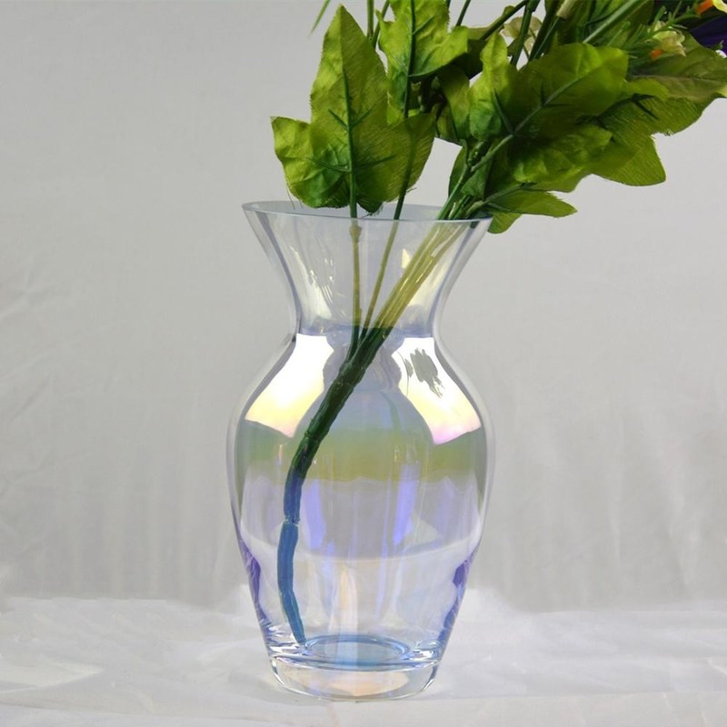 kualitas Customize Irridescent Decorative Glass Vase For Home pabrik