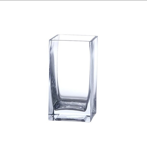 kualitas Handmade Square 8 Inch Glass Vase For Centerpieces pabrik
