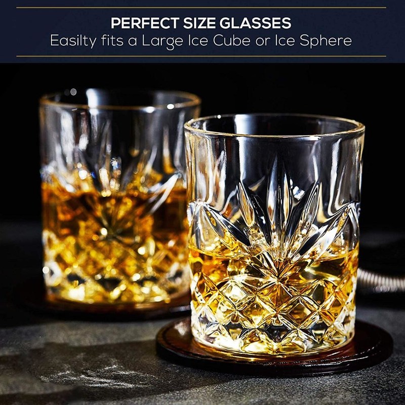 kualitas Old Fashioned Lead Free Embossed 10 Oz Whiskey Glasses , Whiskey Tasting Glasses pabrik