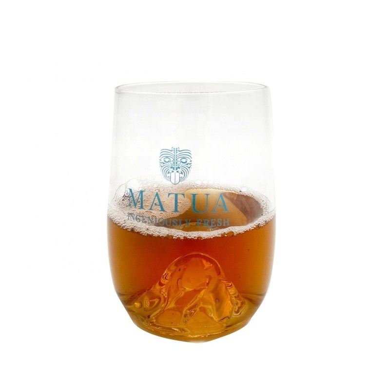 kualitas 14 Oz Whiskey Glasses With Creative Ice Montain Bottom pabrik