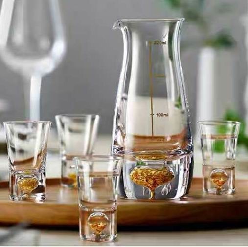 kualitas Gold Foil Bottom Shot Glass Set pabrik