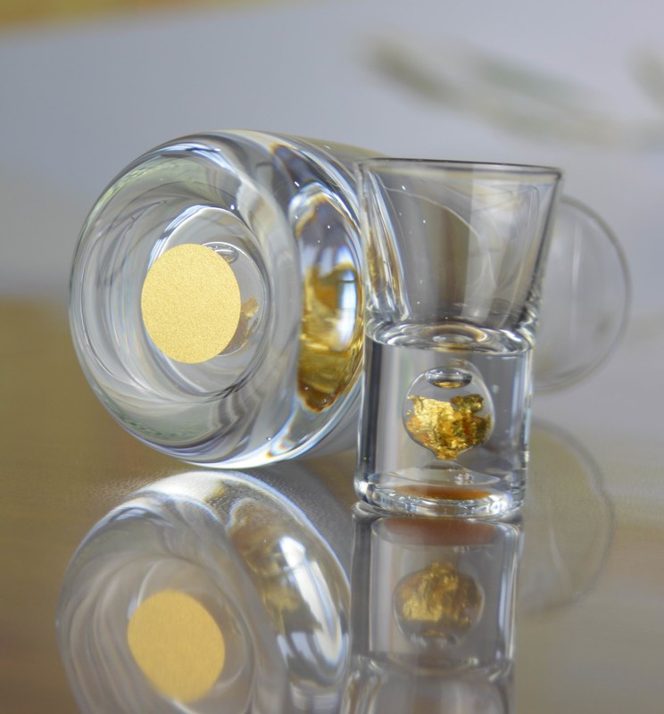 kualitas Gold Foil Bottom Shot Glass Set pabrik