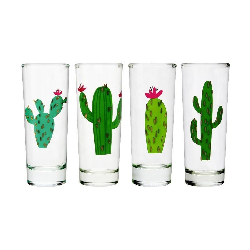 kualitas Colorful Print Unique Shot Glasses For Tequila Fiesta pabrik