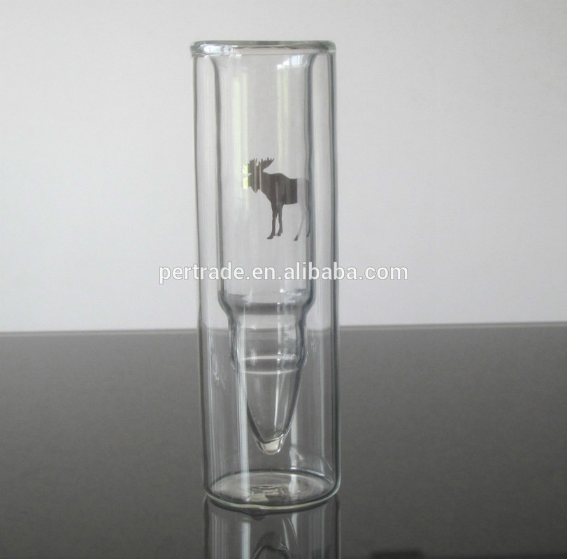 kualitas Bullet Shaped Double Wall 45ml Unique Shot Glasses pabrik