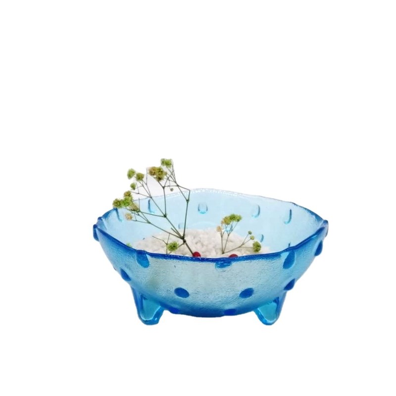 kualitas Unique 3 Feet Glass Charger Plates For Fruit And Dessert pabrik