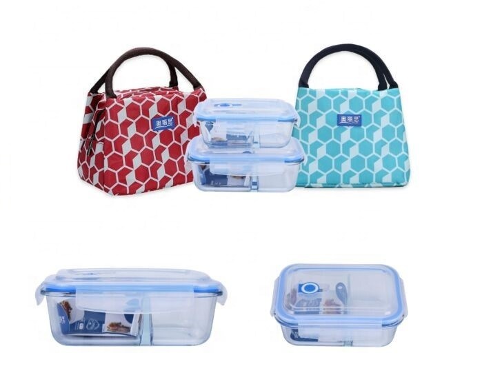 kualitas Borosilicate Pressed Glass Lunch Boxes With Locking Lids pabrik