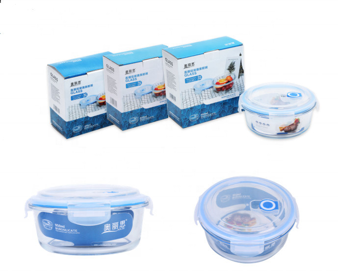 kualitas Borosilicate Pressed Glass Lunch Boxes With Locking Lids pabrik