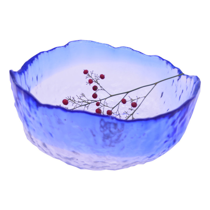 kualitas Hammered Pattern Irregular Shape Crystal Salad Serving Bowl pabrik