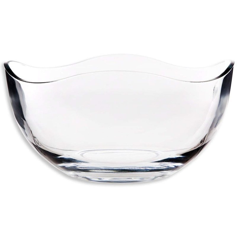kualitas Transparent Durable Wave Rim Glass Charger Plates , Fruit Salad Glass Bowl pabrik