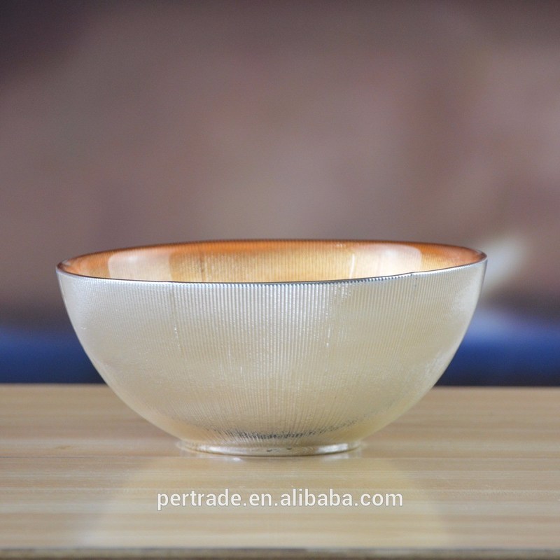 kualitas Silver Gold Decorated Glass Charger Plates For Salad Bowl pabrik