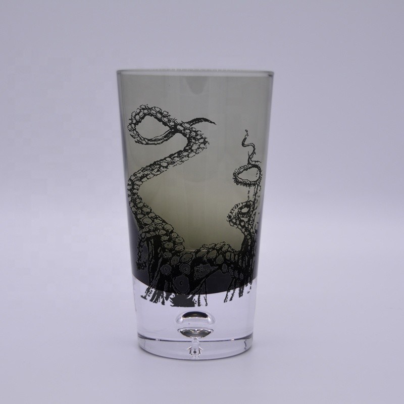 kualitas Grey Color Air Bubble Bottom Unique Cocktail Glasses . Bohemian Drinking Glasses pabrik