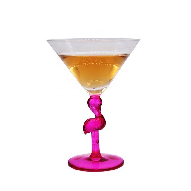 kualitas Pink Color  Flamingo Shaped Stem Cocktail Crystal Glasses pabrik